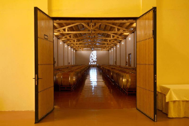 Care Family Vineyards cellar with wine vats Care Family Vineyards cellar with wine vats