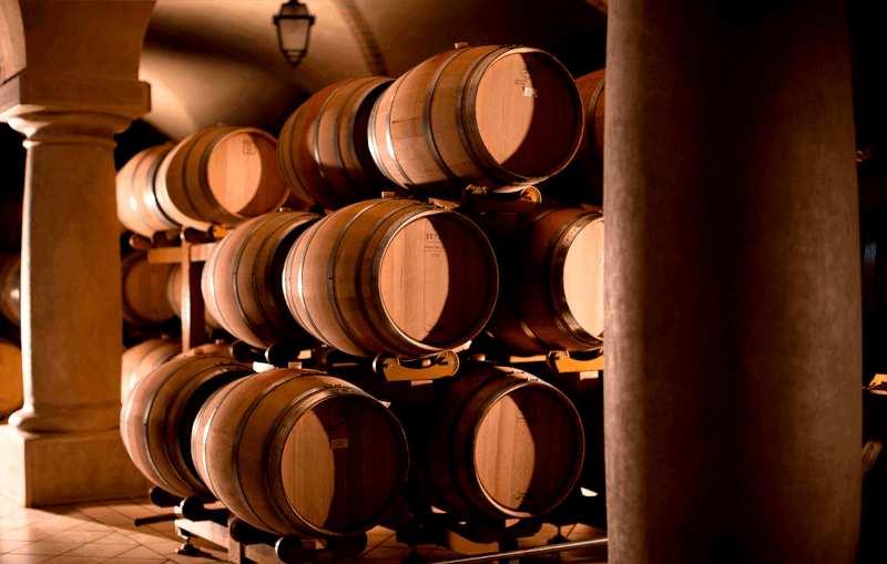 The barrels in the cellar for the maturation