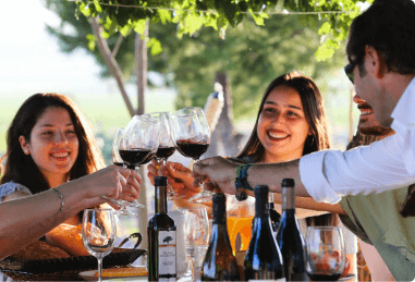Enjoying wine at Bodegas Castaño