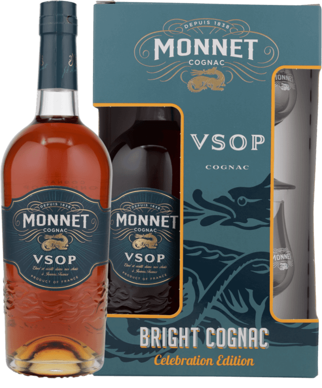 The Genuine Monnet VSOP Cognac in GP mit 2 Gläsern - Monnet